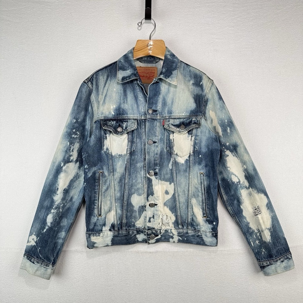 Levi's Denim Trucker Jacket Distressed and Bleached Men's Medium